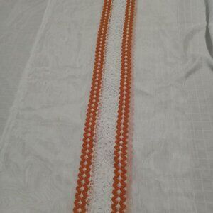 Two lengths of vintage fabric remnants in orange tones, non-stretch, synthetic f